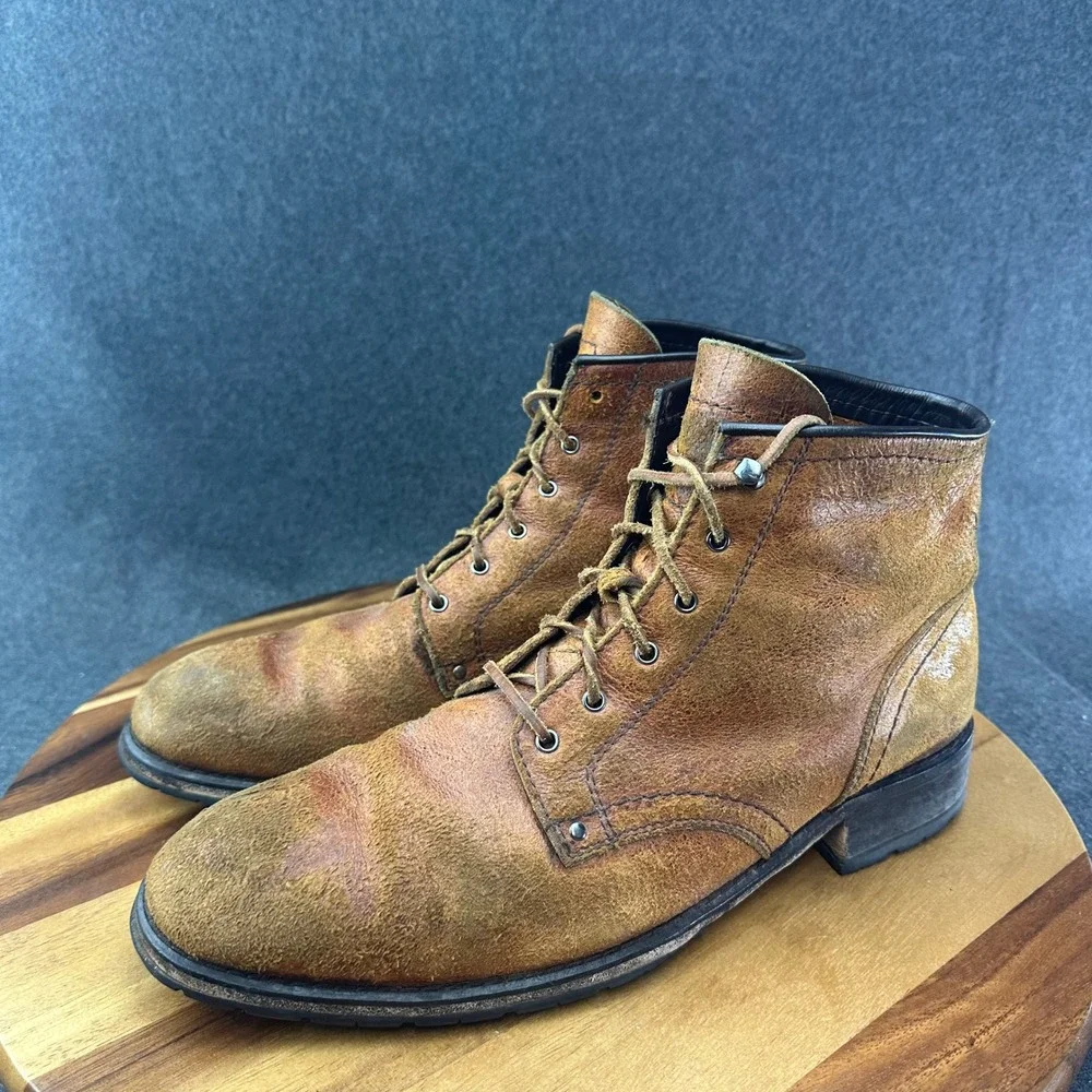Cole Haan Brown Roughout Service Lace Boots Vibram Sole Mens 13